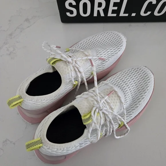 Sorel Kinetic Impact Lace-Up Chunky Sneaker White Eraser Pink Size 8 - Picture 3 of 7